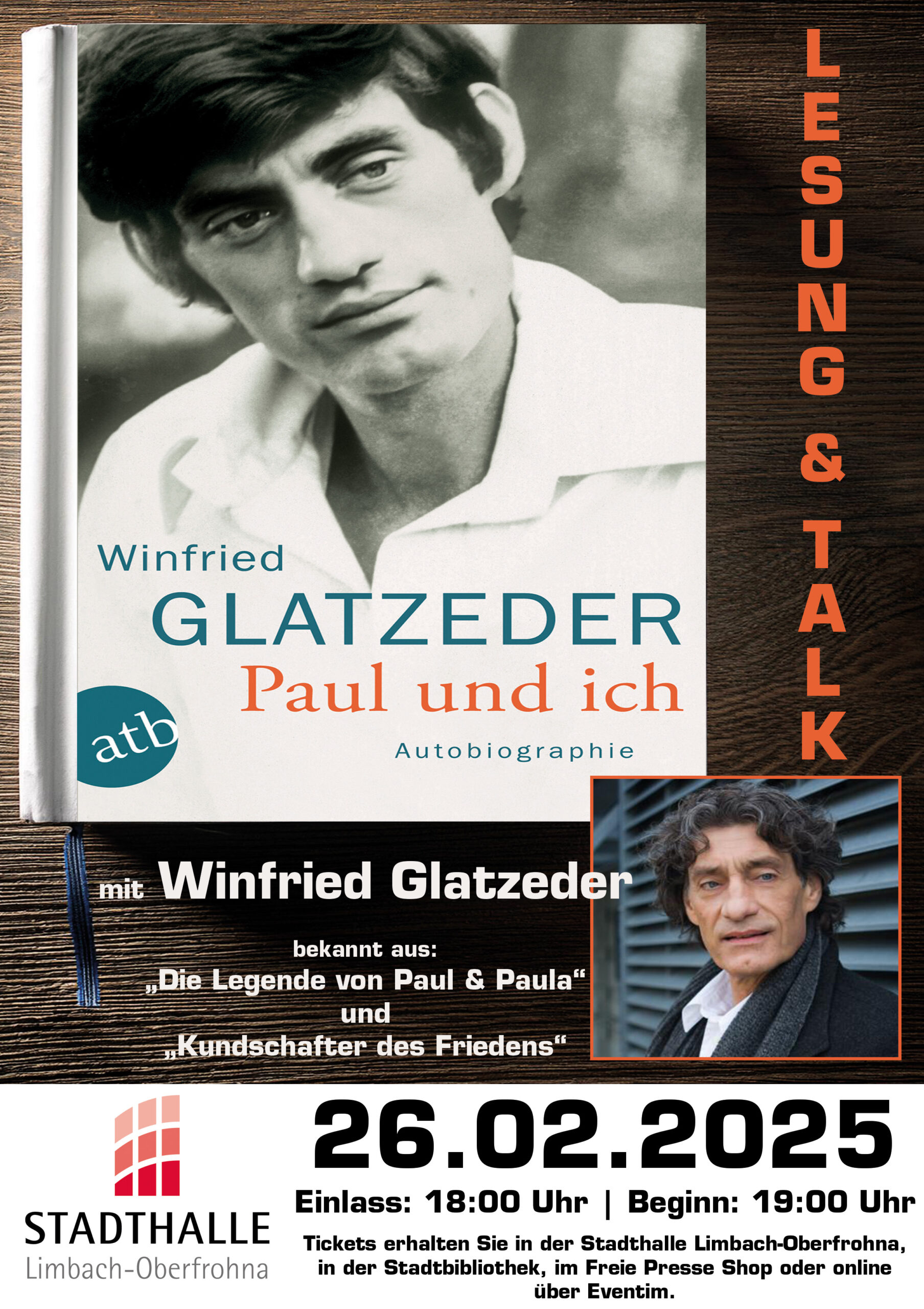 Lesung & Talk mit Winfried Glatzeder: „Paul und ich“